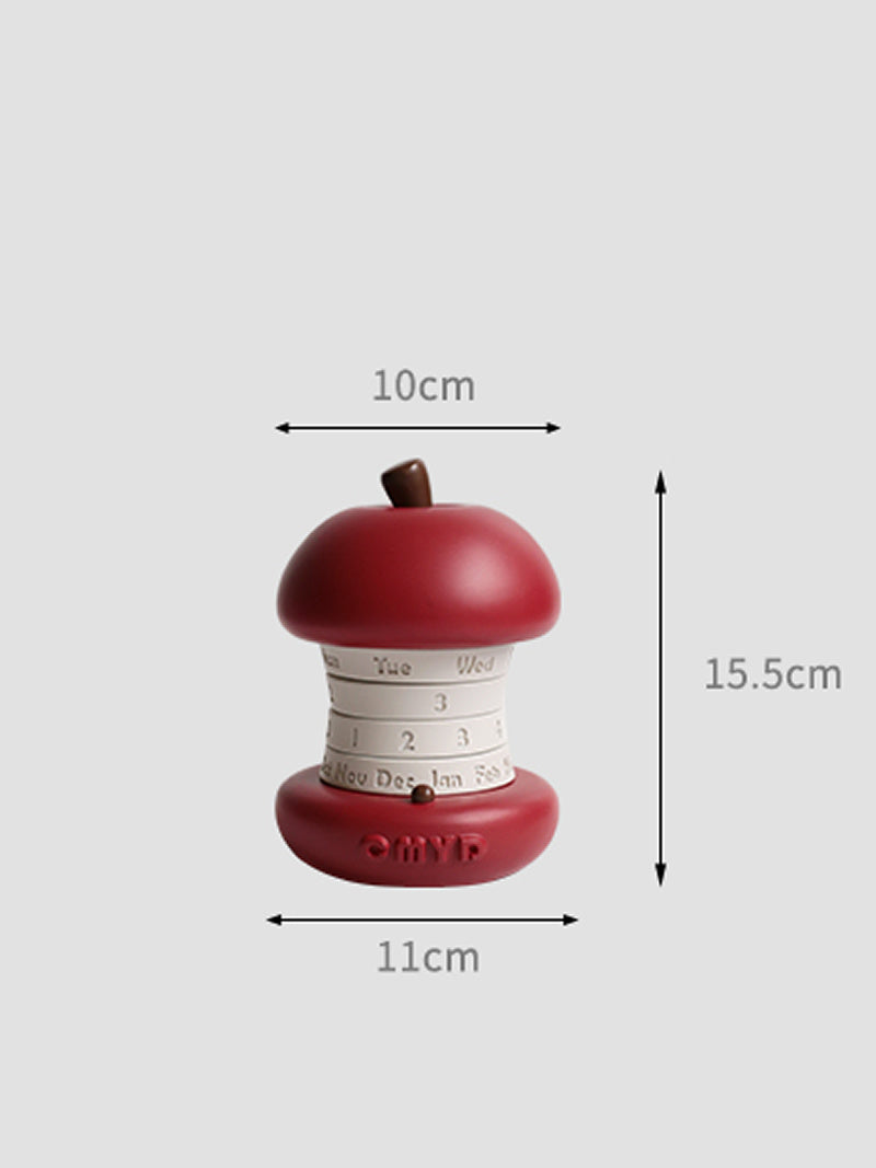 Red apple manual rotating perpetual calendar, beautiful home office decoration