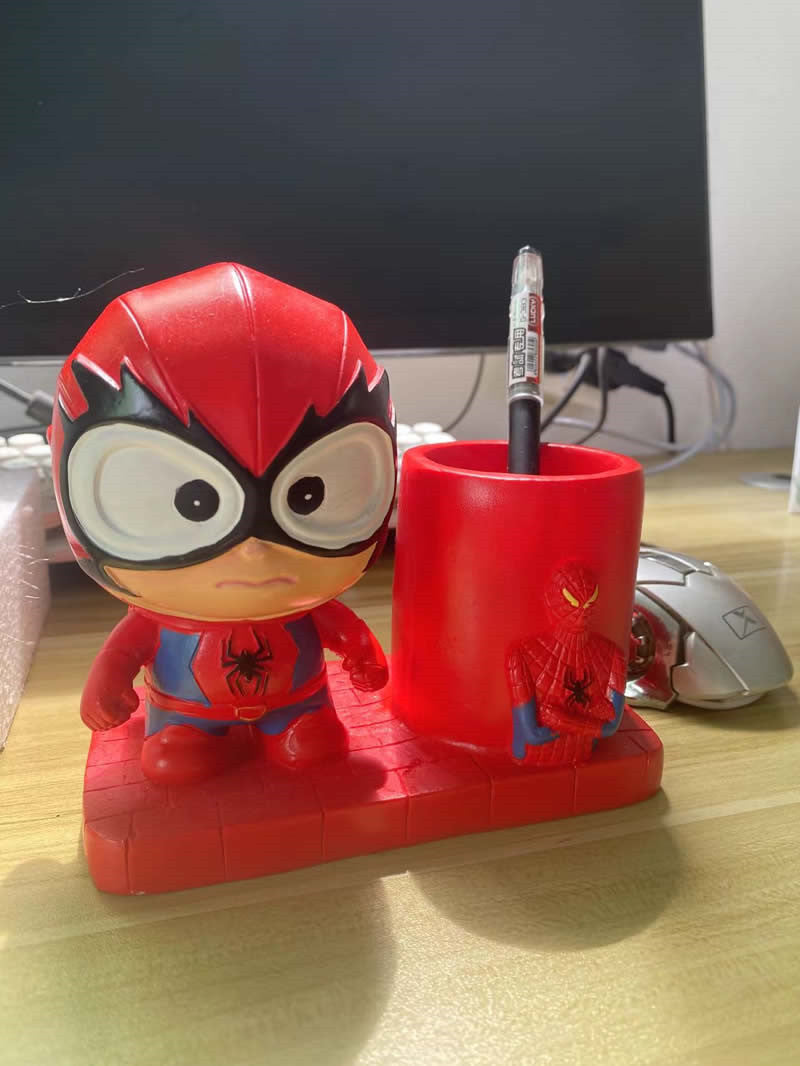Red Cartoon Superhero Pen Holder: Creative Gifts, Desktop Decorations