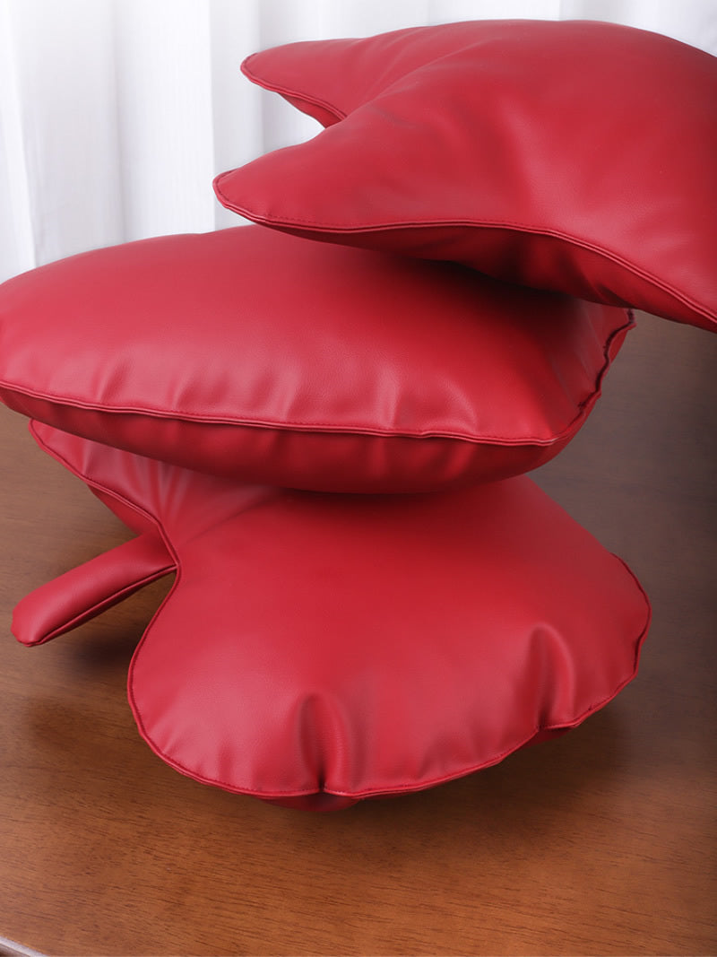 Red Love Heart Star Leather Pillow, Living Room Decoration Ornaments
