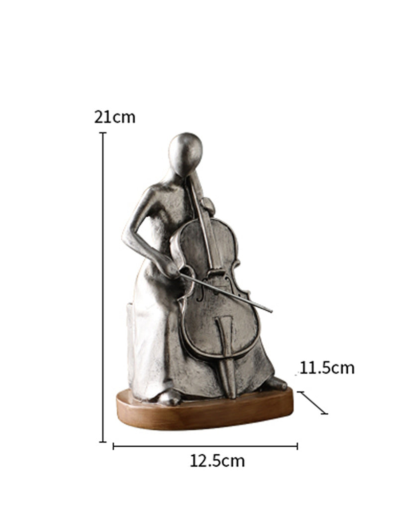 Resin Musician Sculptures - Artistic Home Decor with Cellist, Guitarist & Singer Figurines