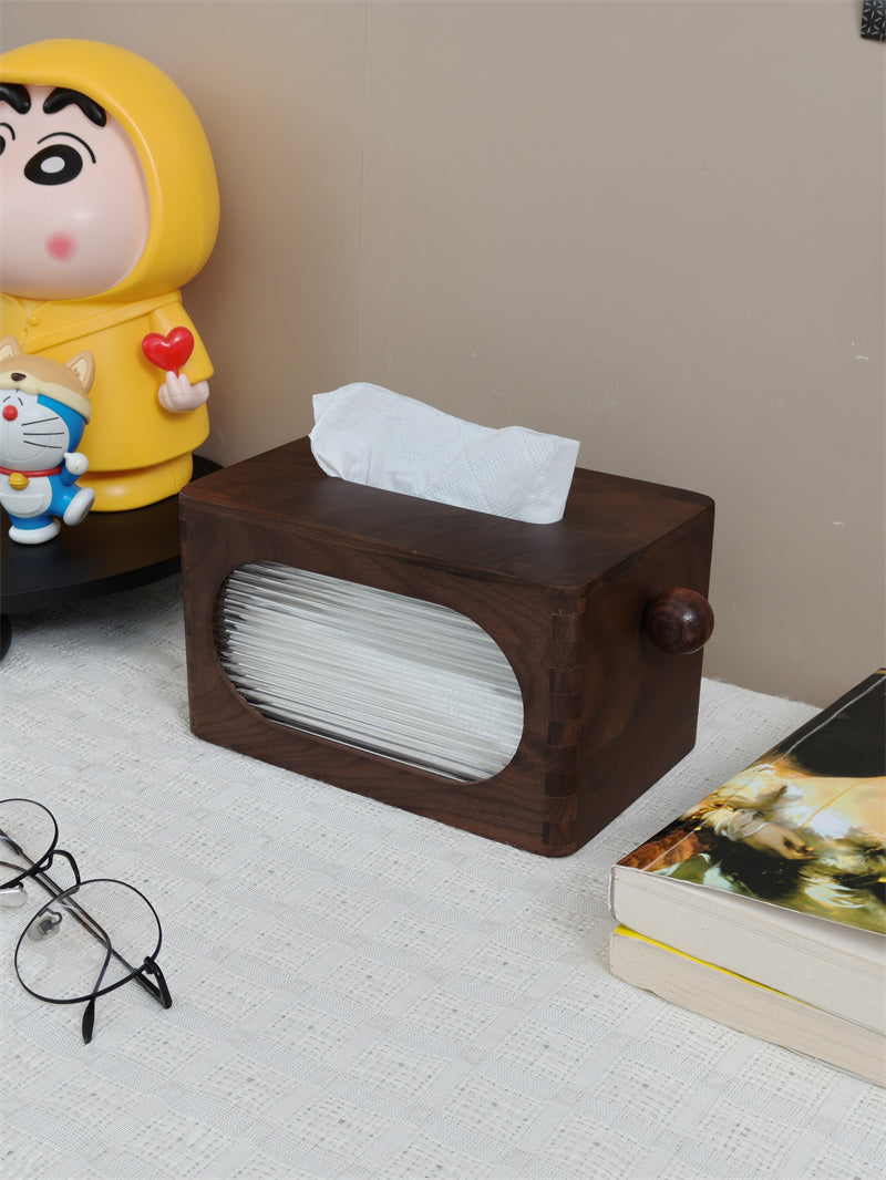 Retro Walnut Tissue Box – Decorative Wooden Tissue Holder for Home & Office