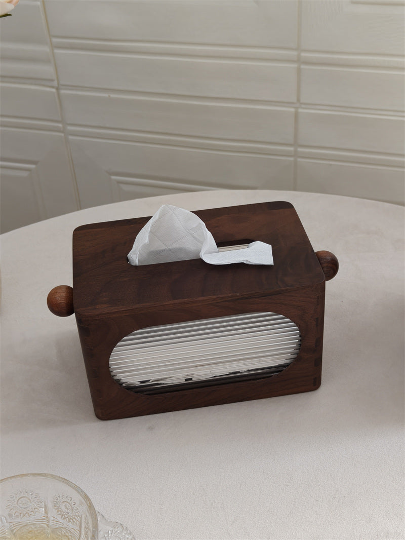 Retro Walnut Tissue Box – Decorative Wooden Tissue Holder for Home & Office
