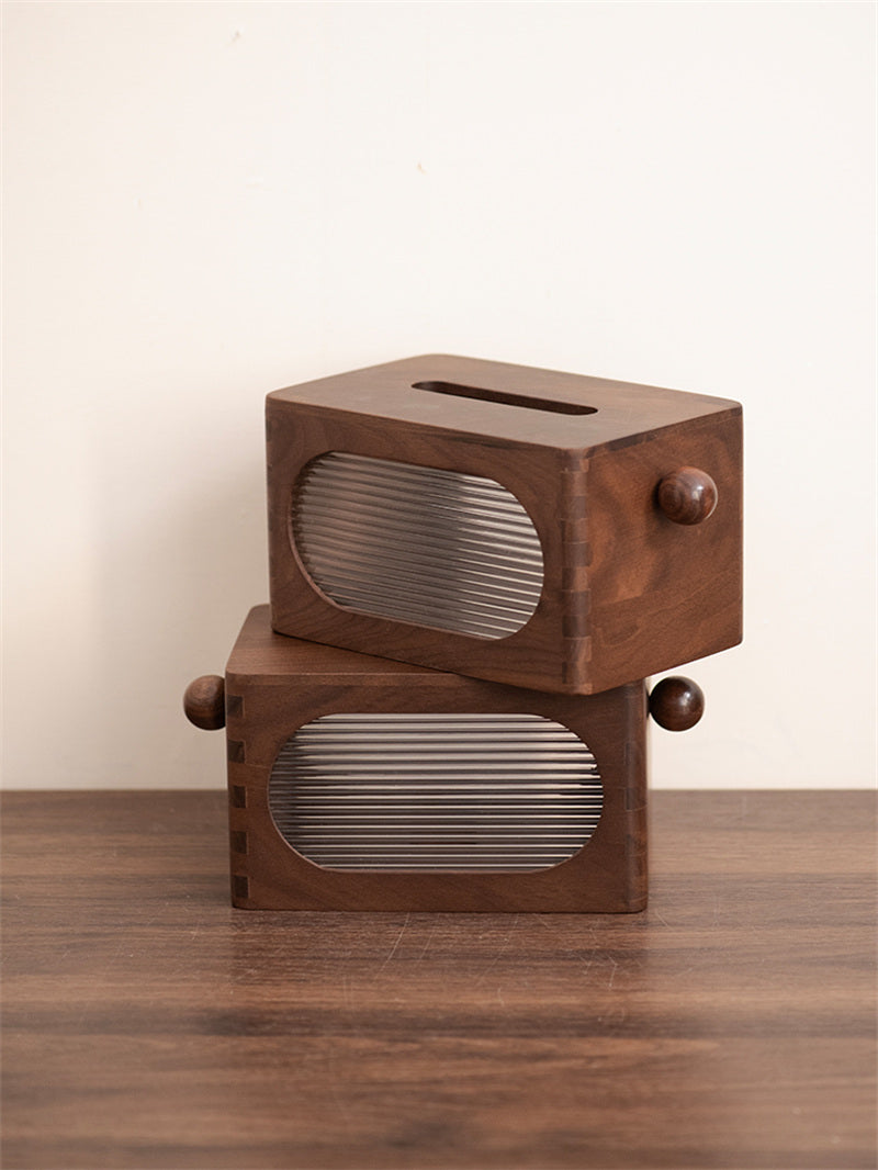 Retro Walnut Tissue Box – Decorative Wooden Tissue Holder for Home & Office
