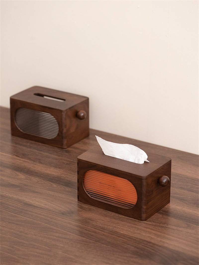 Retro Walnut Tissue Box – Decorative Wooden Tissue Holder for Home & Office