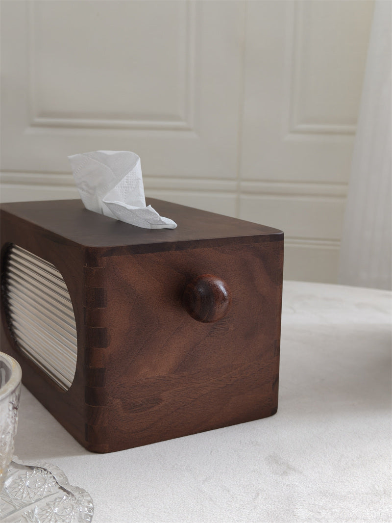 Retro Walnut Tissue Box – Decorative Wooden Tissue Holder for Home & Office