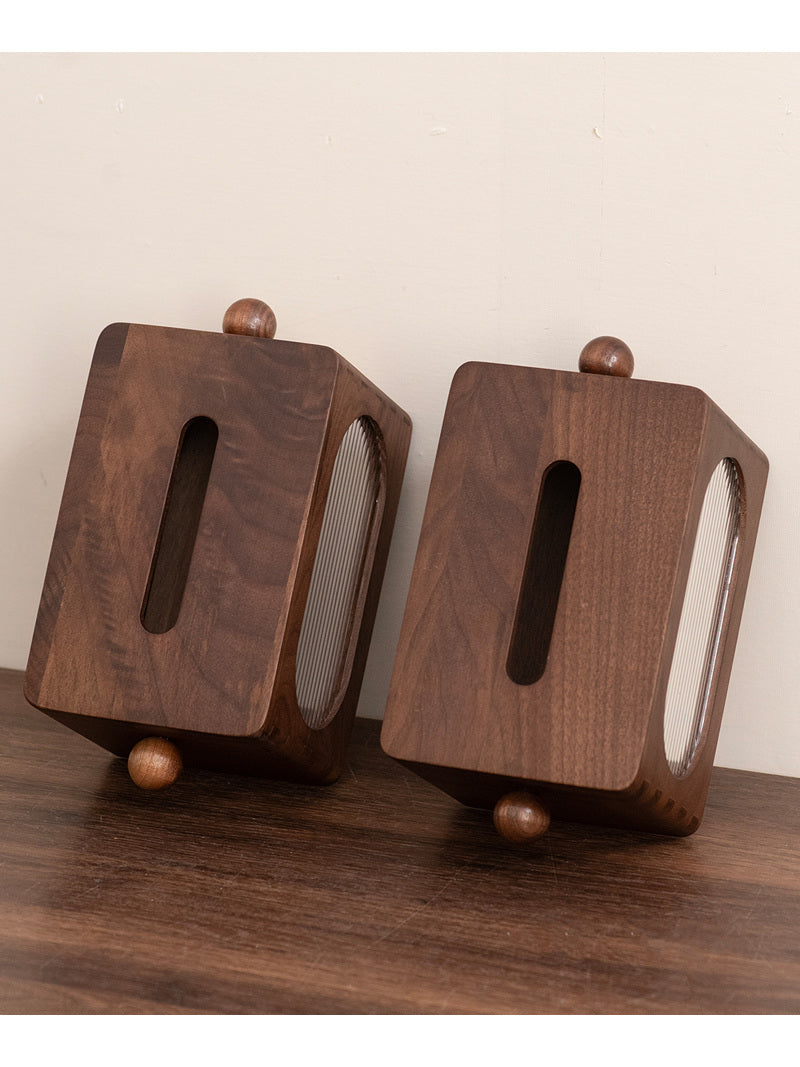Retro Walnut Tissue Box – Decorative Wooden Tissue Holder for Home & Office