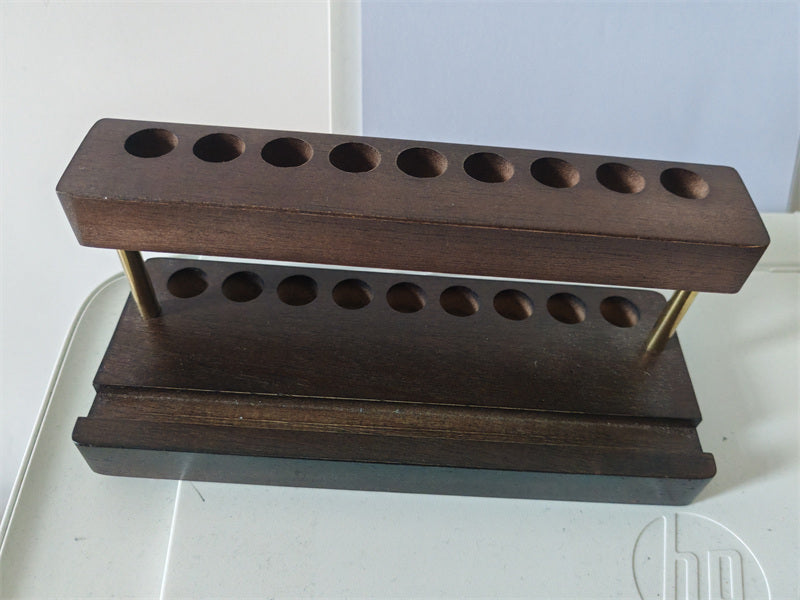 Retro Wooden Office Pen Holder With Mobile Phone Stand, Desktop Organization