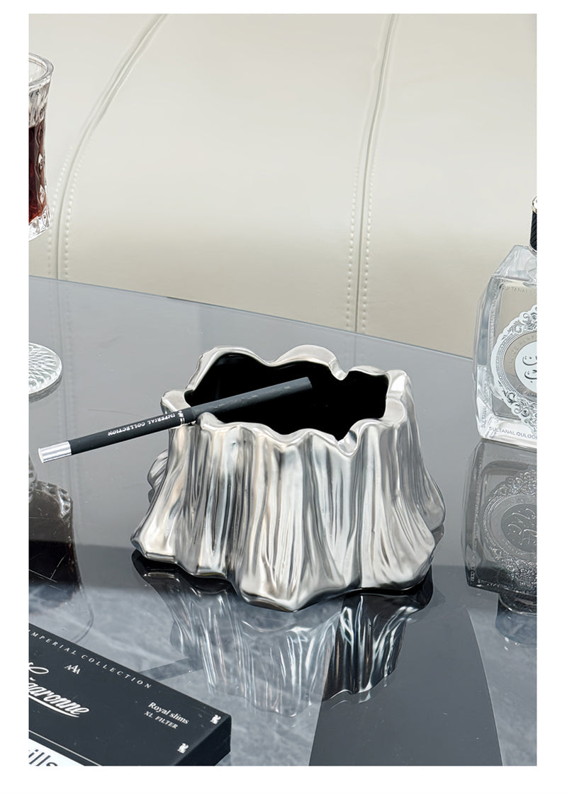 Silver Tree Stump Ashtray - Elegant and Functional Home or Office Decor