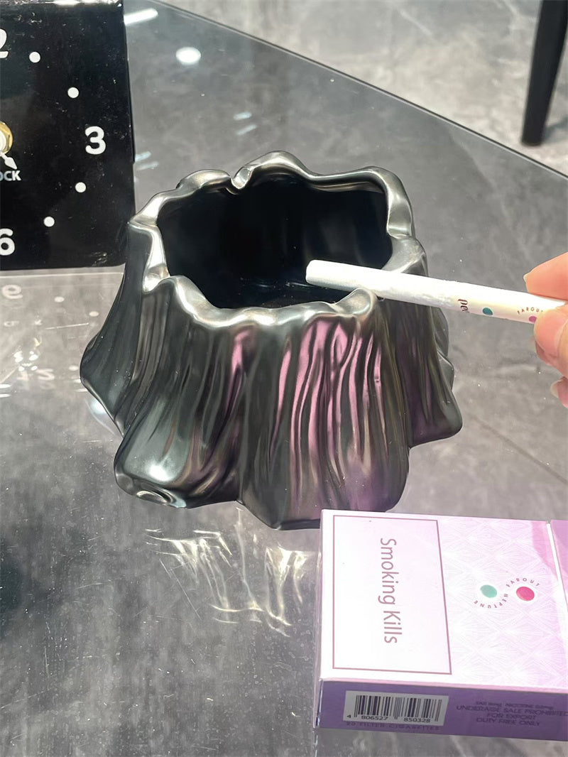 Silver Tree Stump Ashtray - Elegant and Functional Home or Office Decor