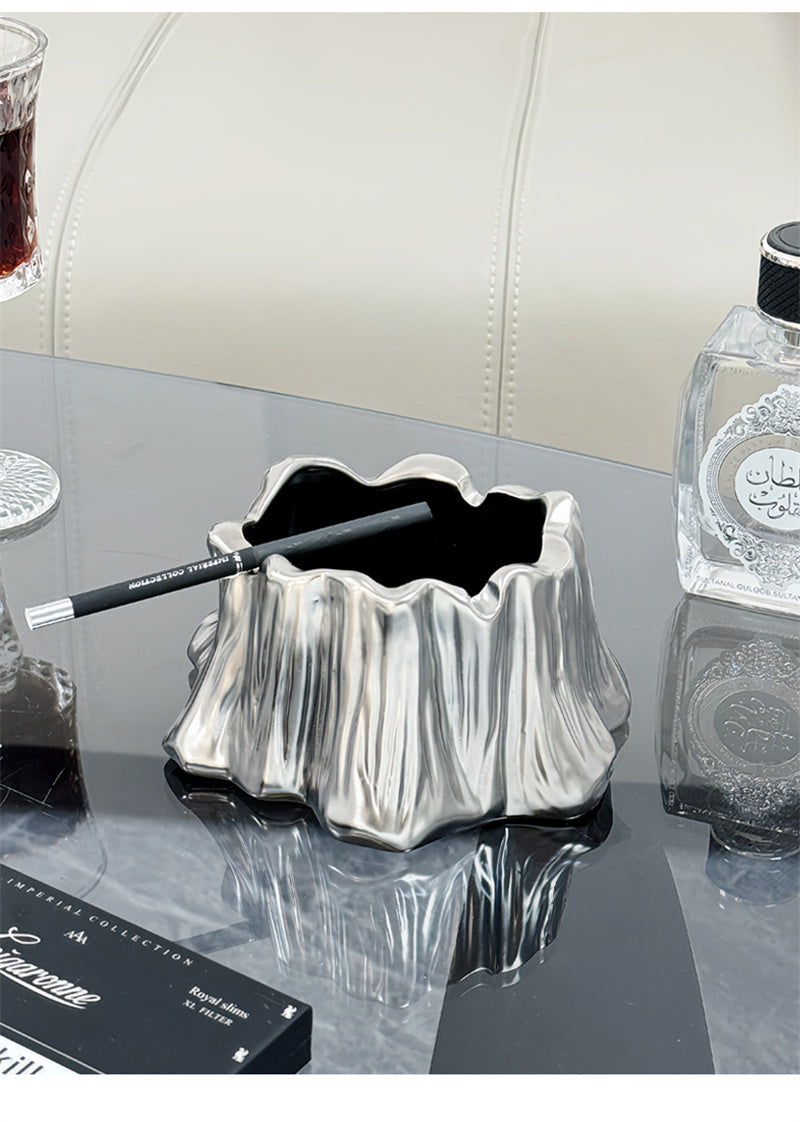 Silver Tree Stump Ashtray - Elegant and Functional Home or Office Decor