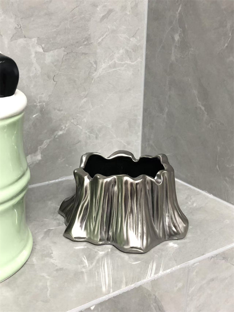 Silver Tree Stump Ashtray - Elegant and Functional Home or Office Decor