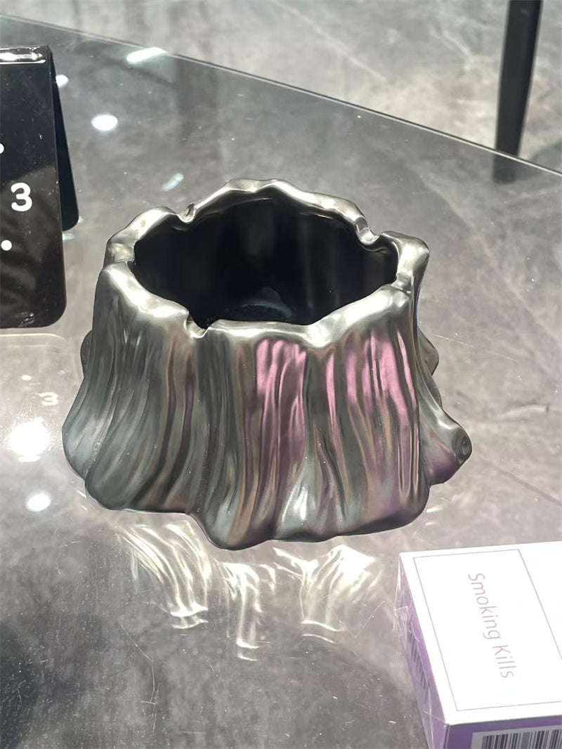 Silver Tree Stump Ashtray - Elegant and Functional Home or Office Decor