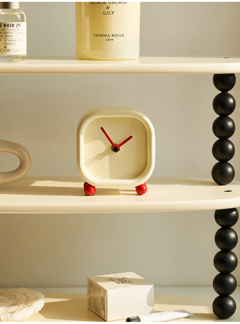 Simple Cream Color Art Desktop Decorative Table Clock