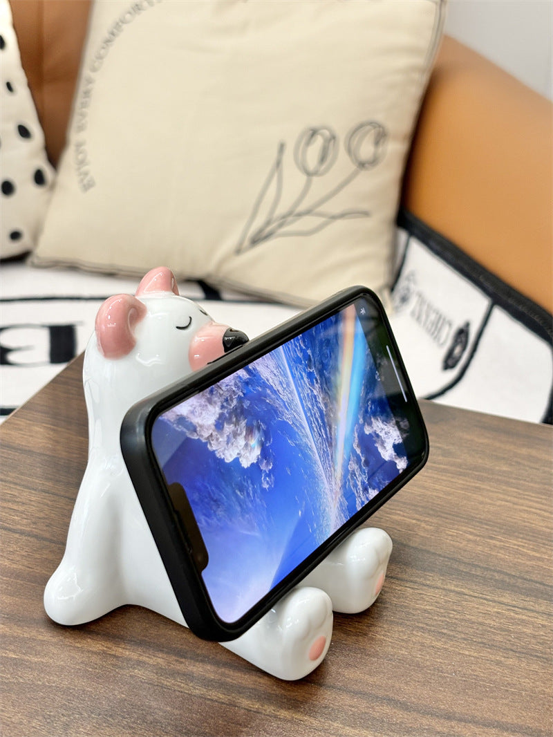 Sleeping Bear Ceramic Phone Holder,Iphone Stand, Cute Small Ornaments