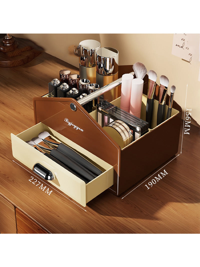 Small House Drawer-Style Cosmetics Storage Box, Desktop Organizer