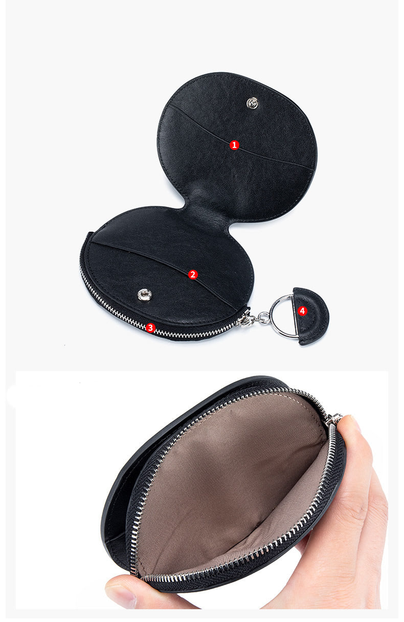 Smiley Face Cowhide Wallet - Compact & Cute Card Holder