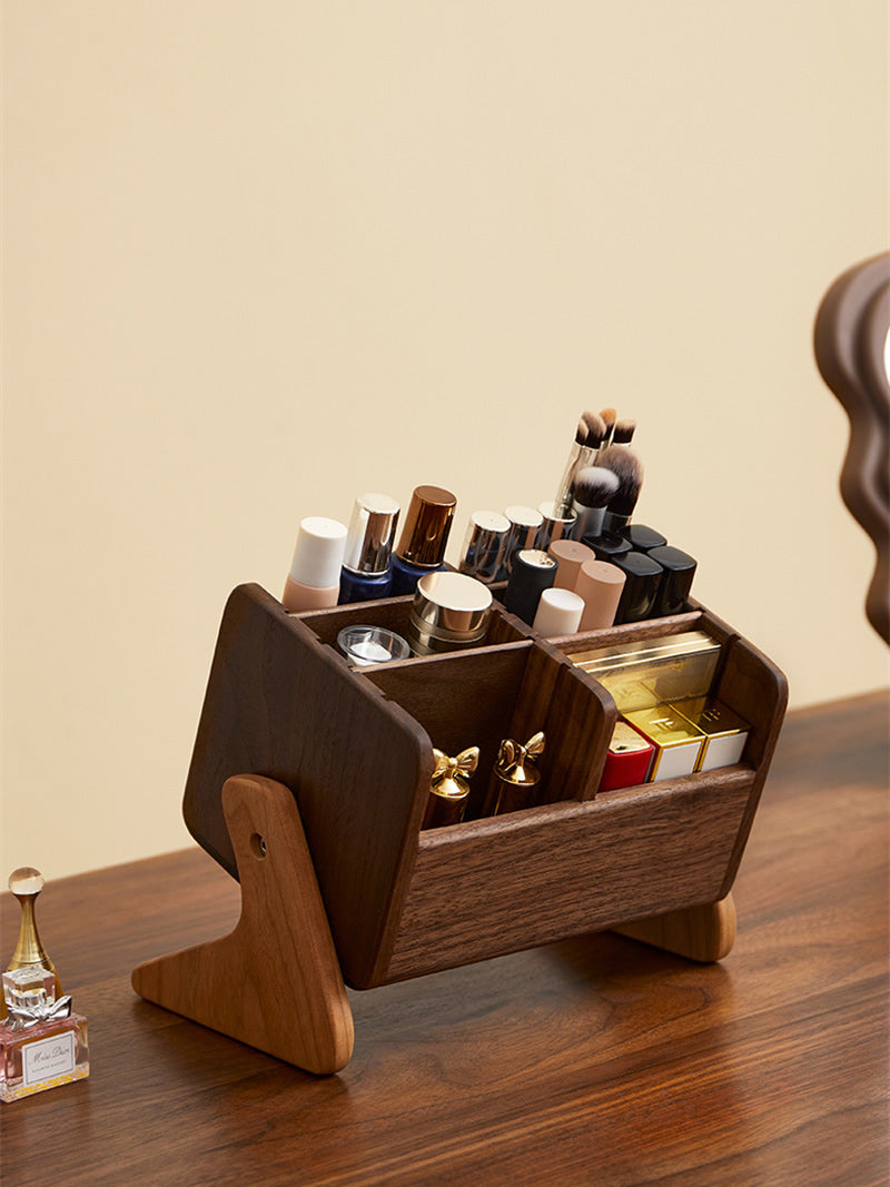 Solid Wood Desktop Organizer - Multi-Layer Storage Box for Jewelry, Cosmetic