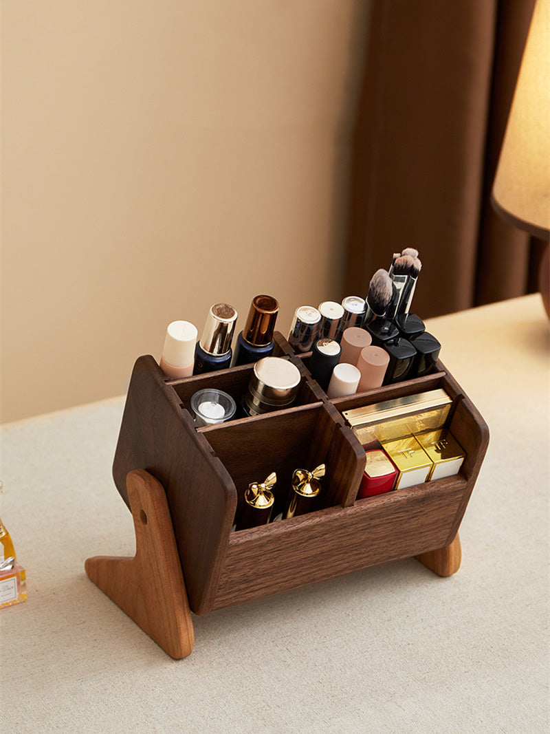 Solid Wood Desktop Organizer - Multi-Layer Storage Box for Jewelry, Cosmetic