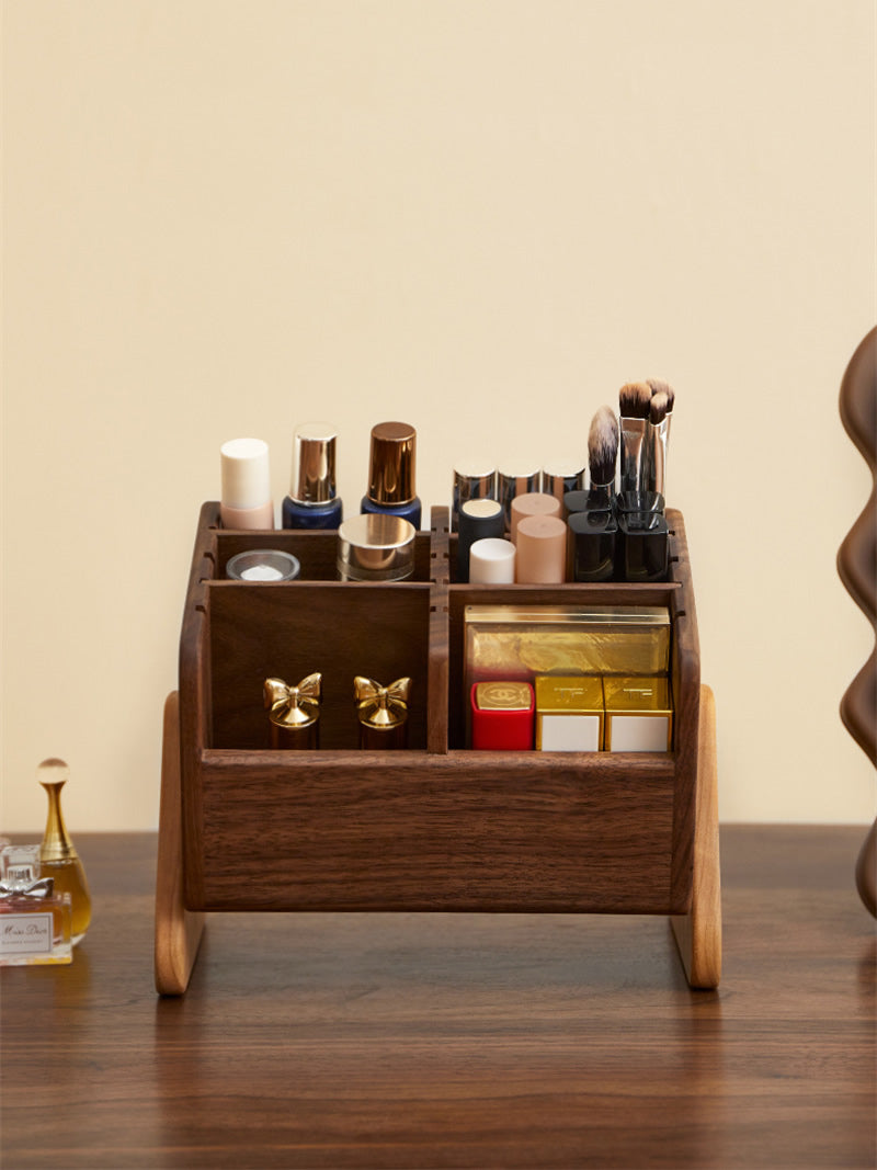 Solid Wood Desktop Organizer - Multi-Layer Storage Box for Jewelry, Cosmetic