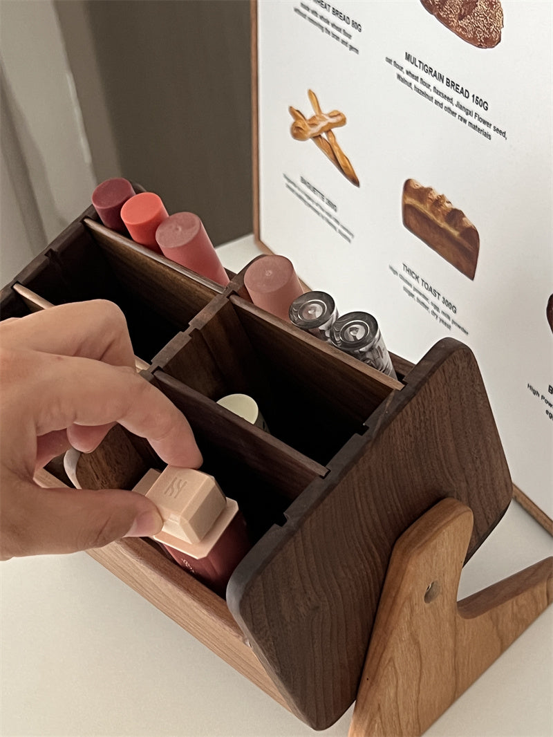 Solid Wood Desktop Organizer - Multi-Layer Storage Box for Jewelry, Cosmetic