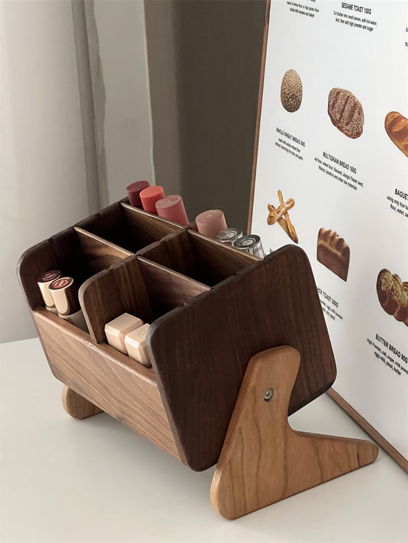 Solid Wood Desktop Organizer - Multi-Layer Storage Box for Jewelry, Cosmetic