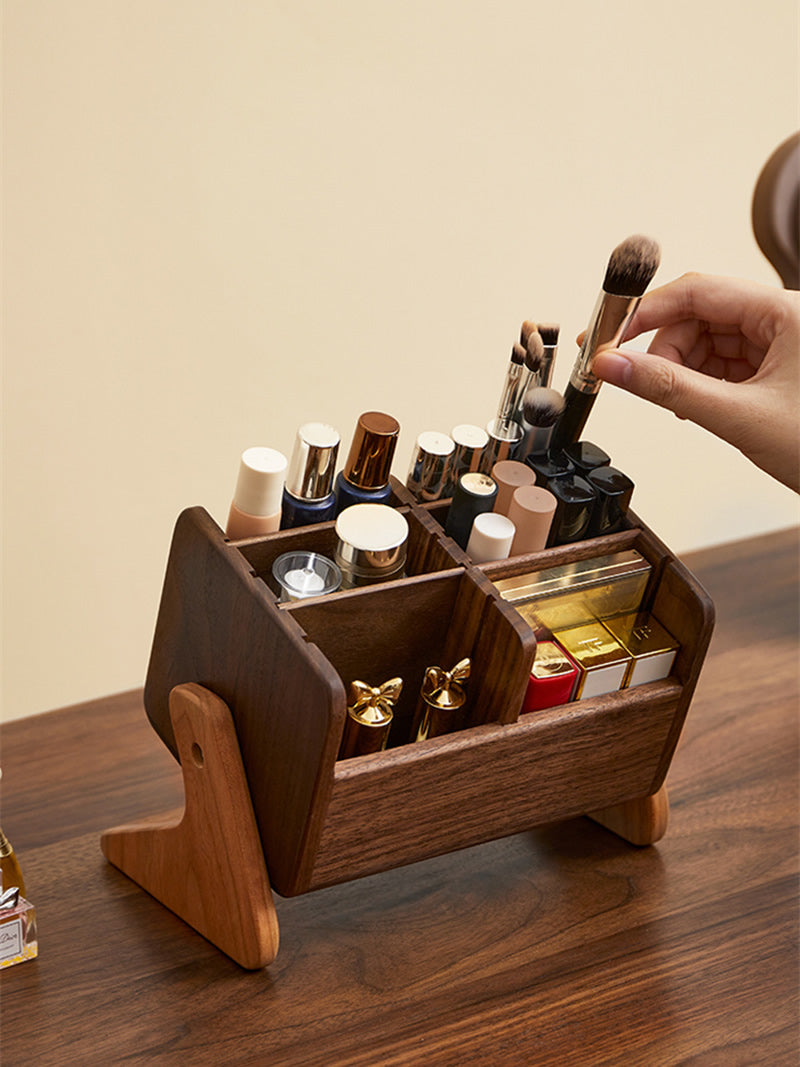 Solid Wood Desktop Organizer - Multi-Layer Storage Box for Jewelry, Cosmetic