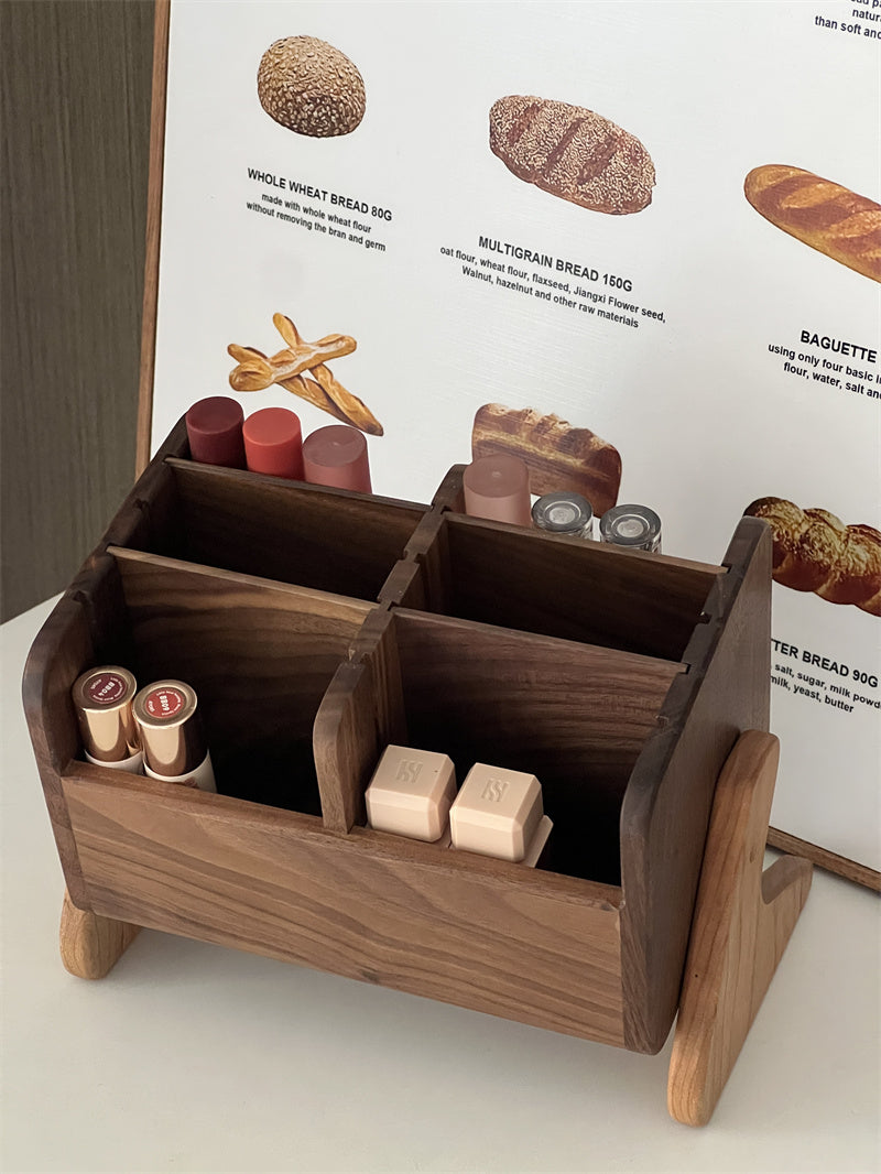 Solid Wood Desktop Organizer - Multi-Layer Storage Box for Jewelry, Cosmetic