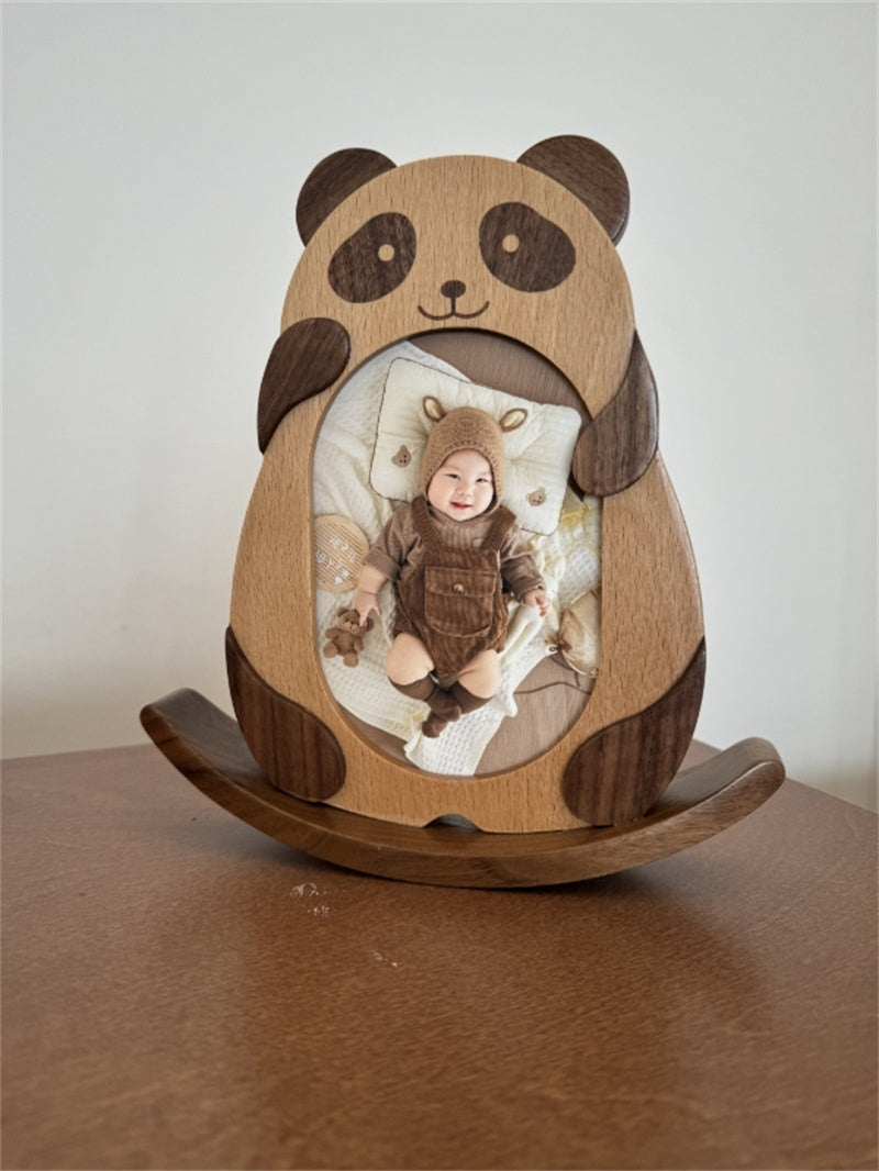 Swinging Wooden Panda Photo Frame - Adorable Home Decor & Creative Gift