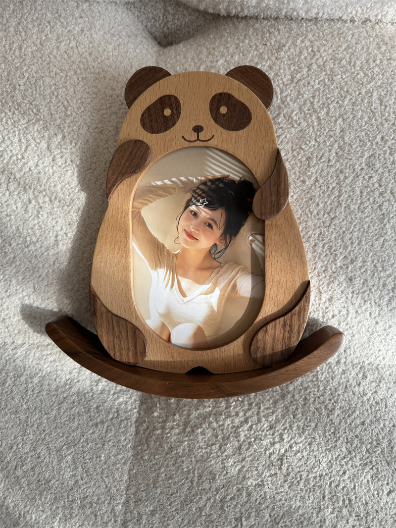 Swinging Wooden Panda Photo Frame - Adorable Home Decor & Creative Gift