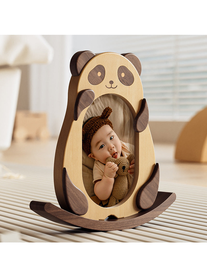 Swinging Wooden Panda Photo Frame - Adorable Home Decor & Creative Gift
