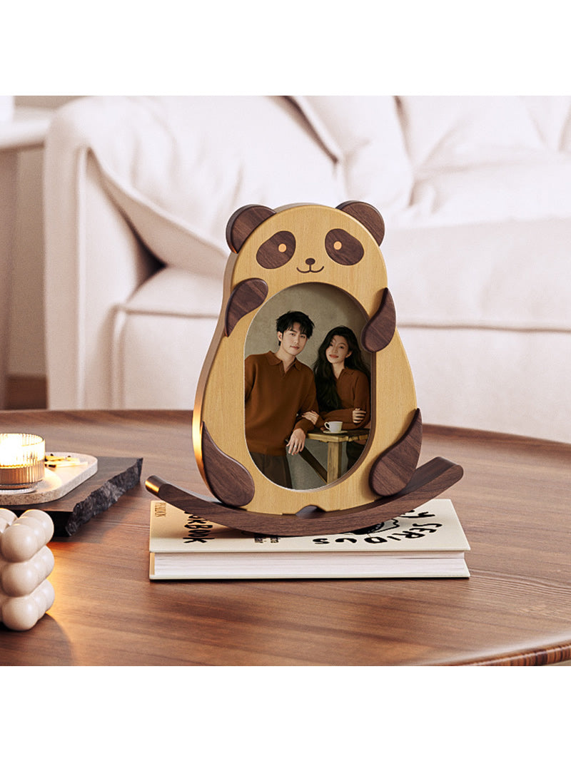 Swinging Wooden Panda Photo Frame - Adorable Home Decor & Creative Gift