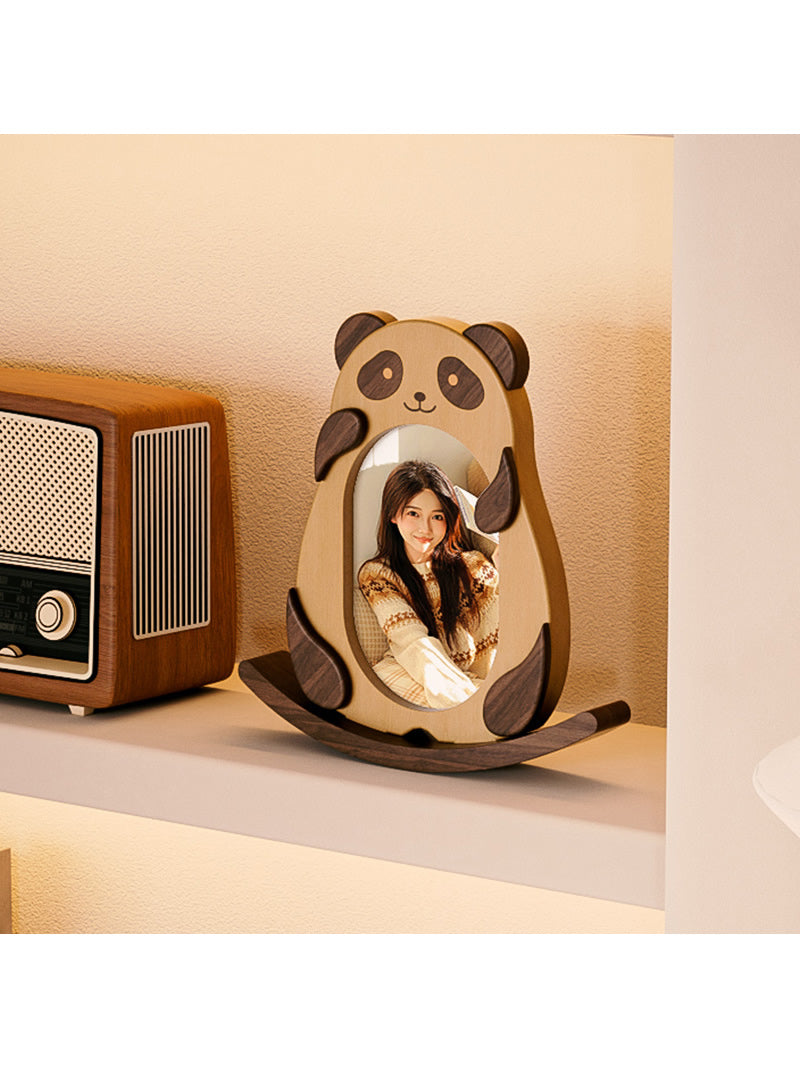 Swinging Wooden Panda Photo Frame - Adorable Home Decor & Creative Gift