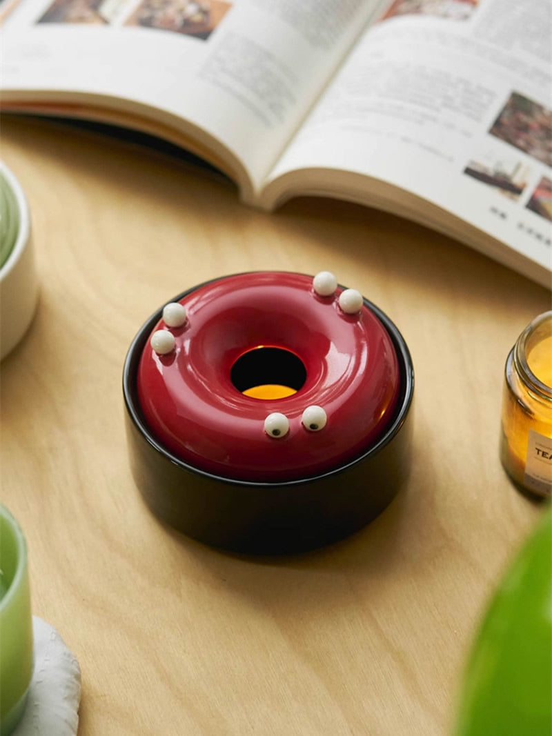 Uniqe Donut-Shaped Ceramic Ashtray - Funny Smoking Accessory for Desk, Home, or Gag Gift