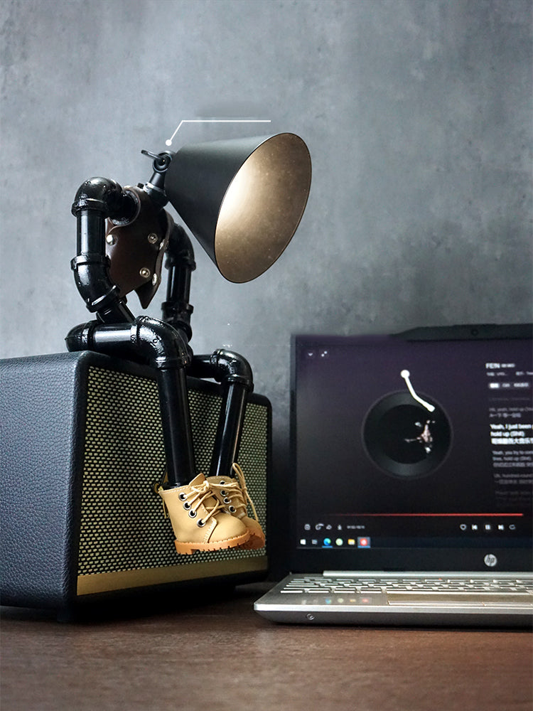 Amazing punk robot office bedroom table lamp, industrial style design art