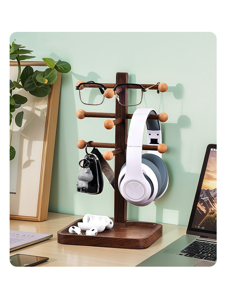 Unique Wooden Multi-Layer Glasses Stand, Jewelry Storage Rack, Desktop Display Stand