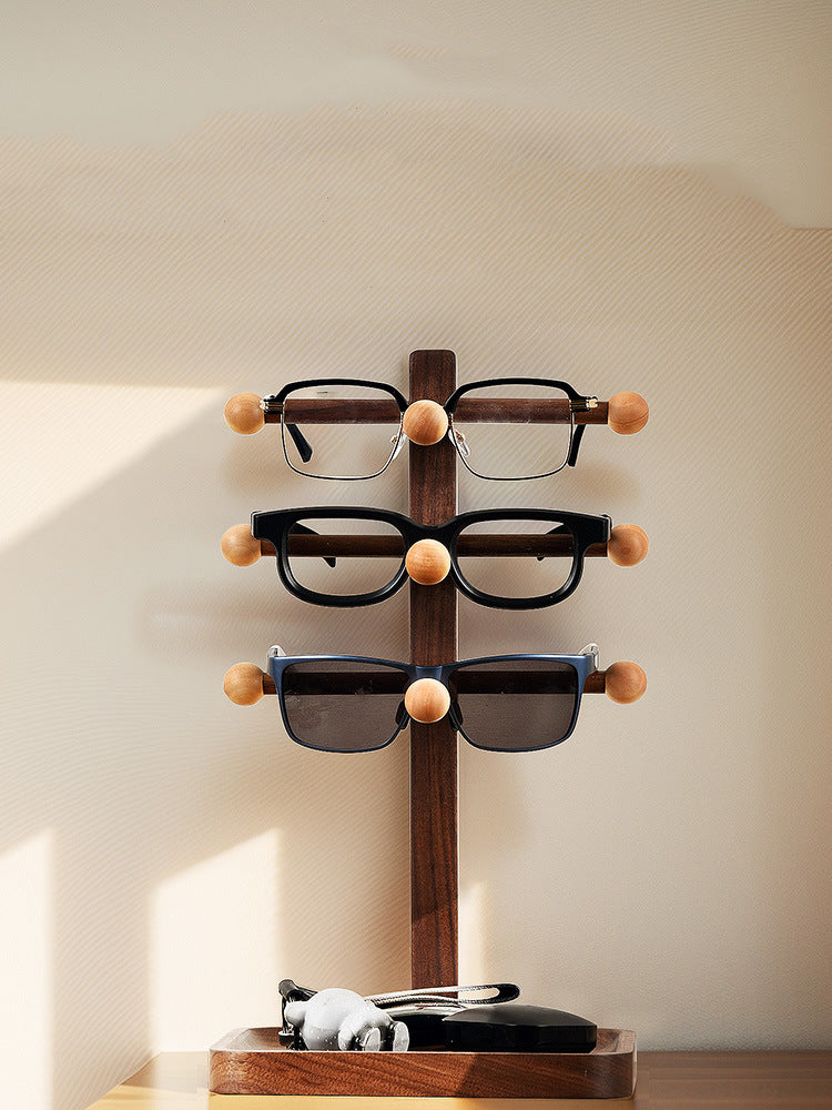 Unique Wooden Multi-Layer Glasses Stand, Jewelry Storage Rack, Desktop Display Stand