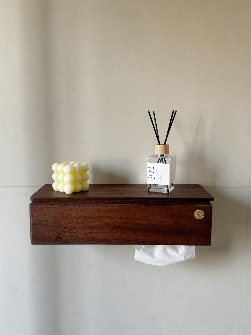 Unique Wooden Wall-mounted Tissue Rack & Storage Box: Versatile Home Organization