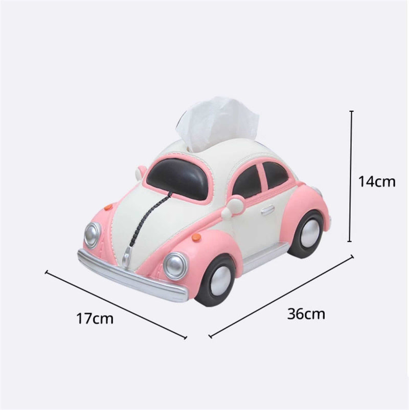 Vintage Beetle Car Tissue Box Holder, Cute Retro Car Shaped Napkin Dispenser, Decorative Tissue Holder for Home, Office & Car