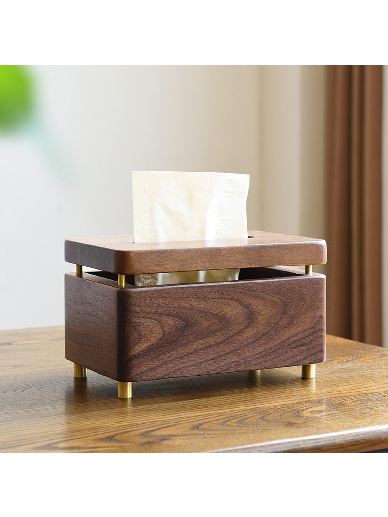 Vintage Black Walnut Tissue Box - Classic Home & Office Decor