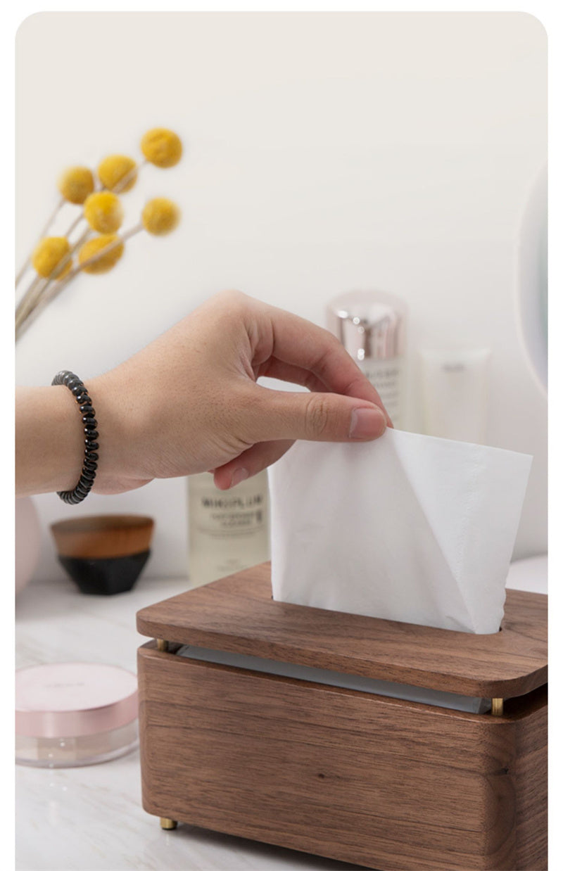Vintage Black Walnut Tissue Box - Classic Home & Office Decor