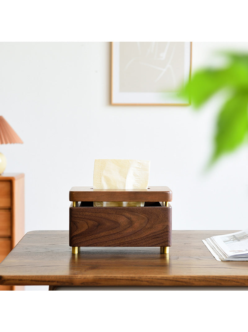 Vintage Black Walnut Tissue Box - Classic Home & Office Decor
