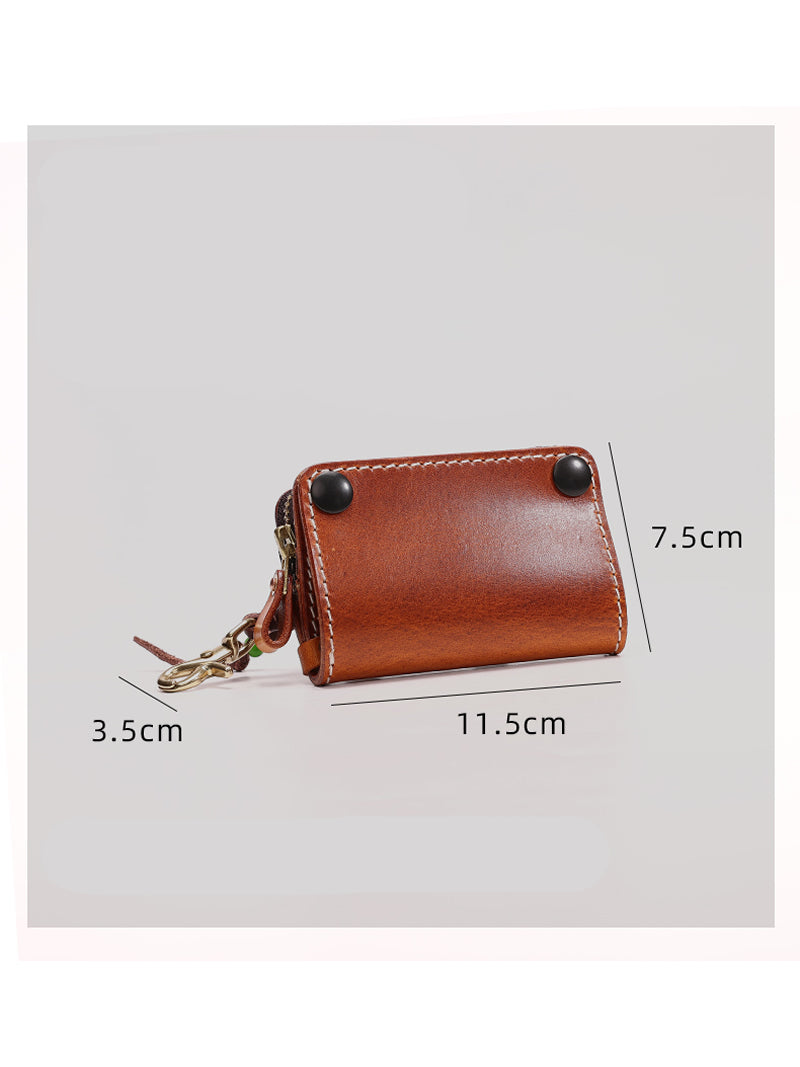 Vintage Cowhide Key Holder - Car Key Organizer and Mini Wallet