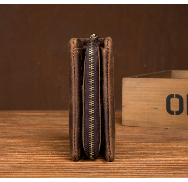 Vintage Crazy Horse Cowhide Wallet With Multiple Card Slots