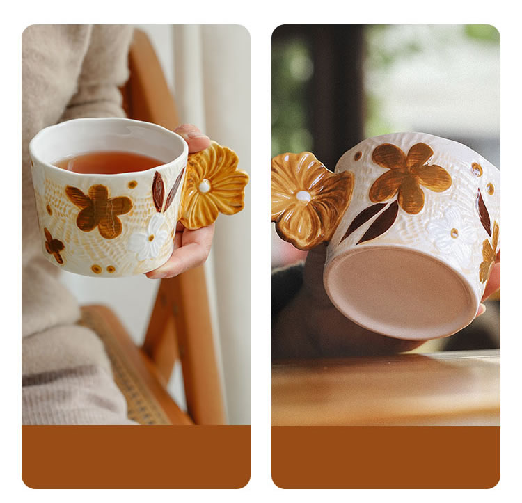 Vintage Embossed Floral Mug: Perfect for Milk, Coffee, and Tea