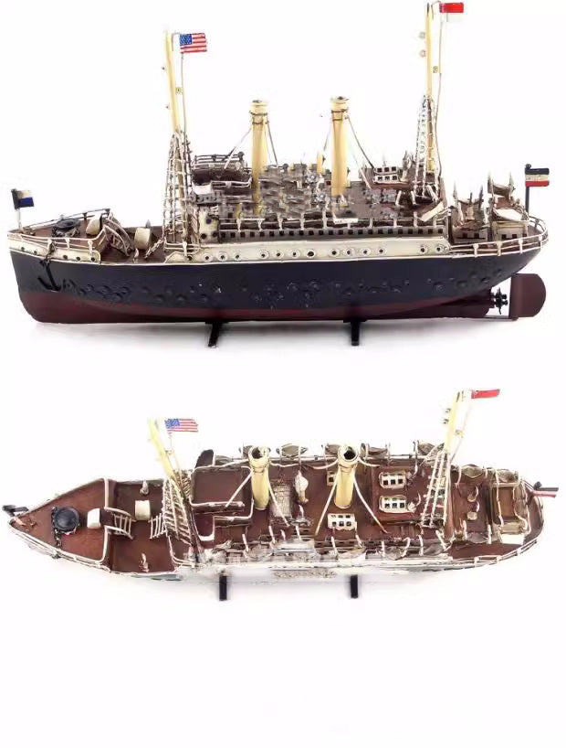 Vintage iron cruise ship model ornaments,home decoration,creative gift,nostalgic props ornaments