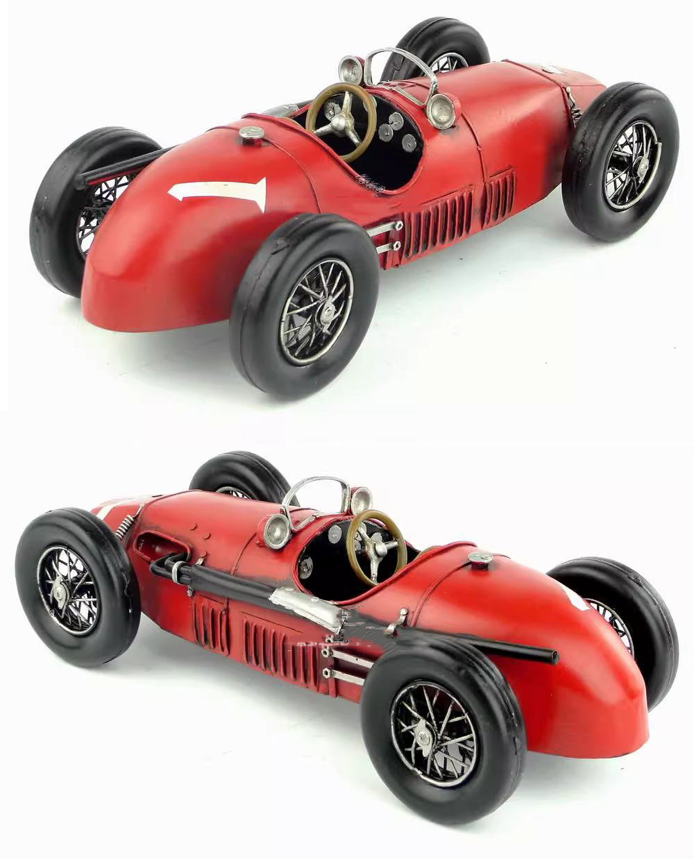 Vintage Iron Racing Car Model – Classic Red Collectible for Car Enthusiasts & Home Decor