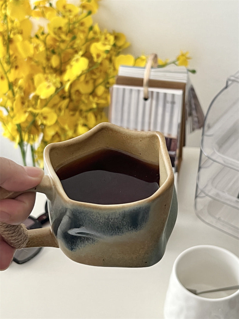 Vintage Kiln-Glazed Irregular Art Coffee Cup: A Unique Masterpiece