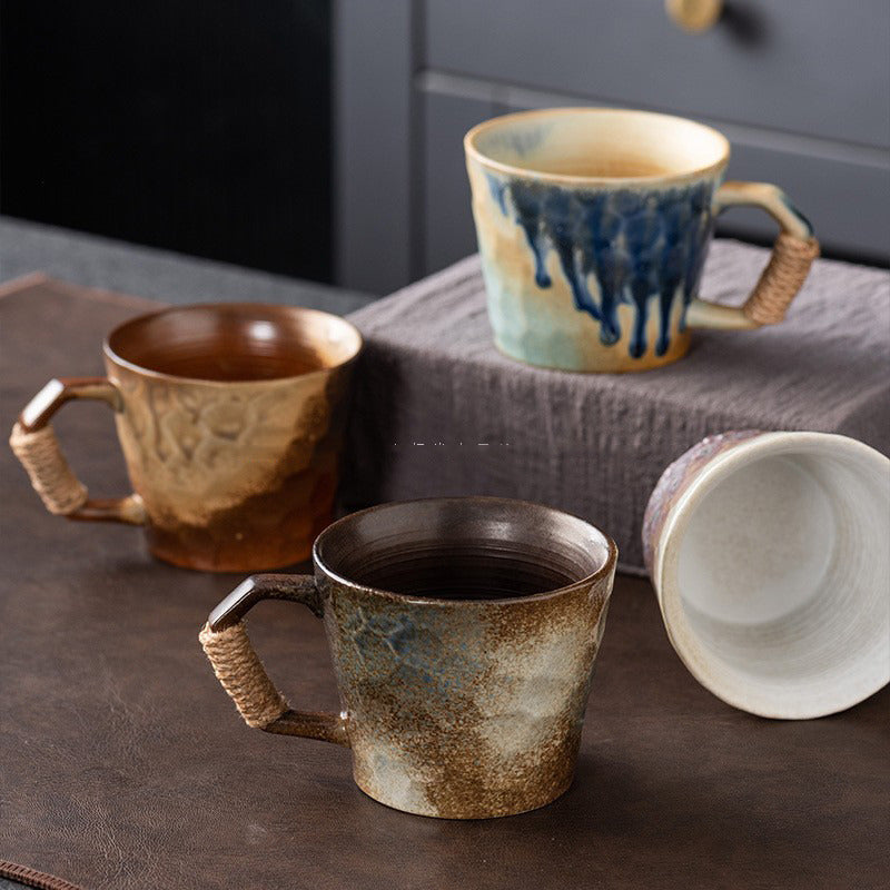 Vintage Kiln-Glazed Irregular Ceramic Coffee Cup: A Blend of Art and Functionality