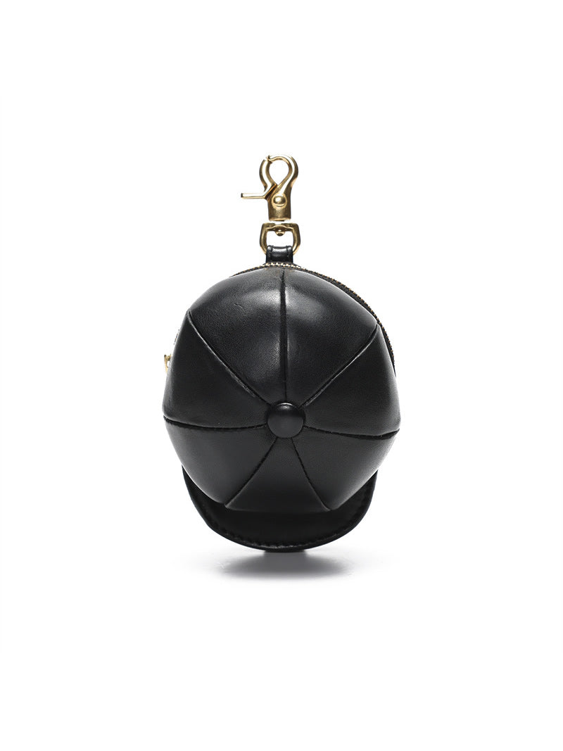 Vintage Leather Mini Baseball Cap-Shaped Pouch - Stylish and Functional Wallet