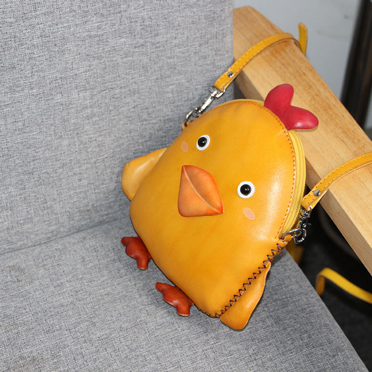 Vintage Leather Yellow Chick Crossbody Bag - Cute and Functional Mini Purse